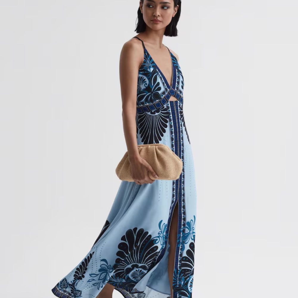 Reiss sz8 Blue Sleeveless cutout Maxi Dress